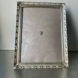 Cadre métal vintage argent coloré 26,5 cm x 20 cm verre convexe