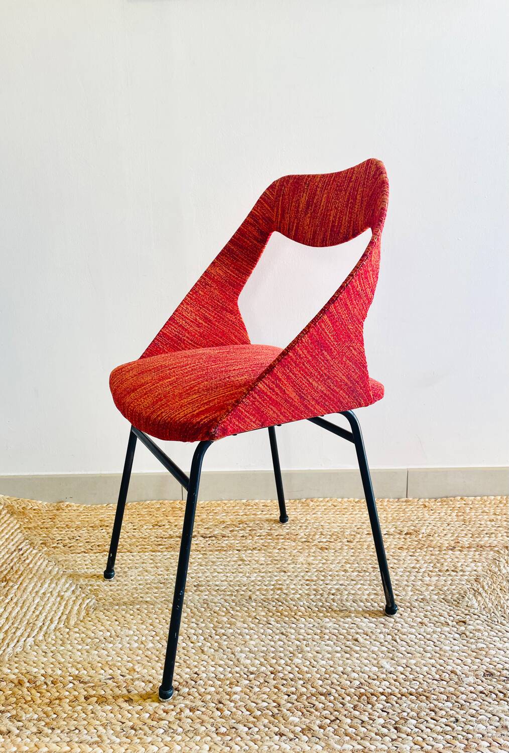 Magnifique Chaise Fauteuil Louis Paolozzi édition ZOL 1955 Rouge