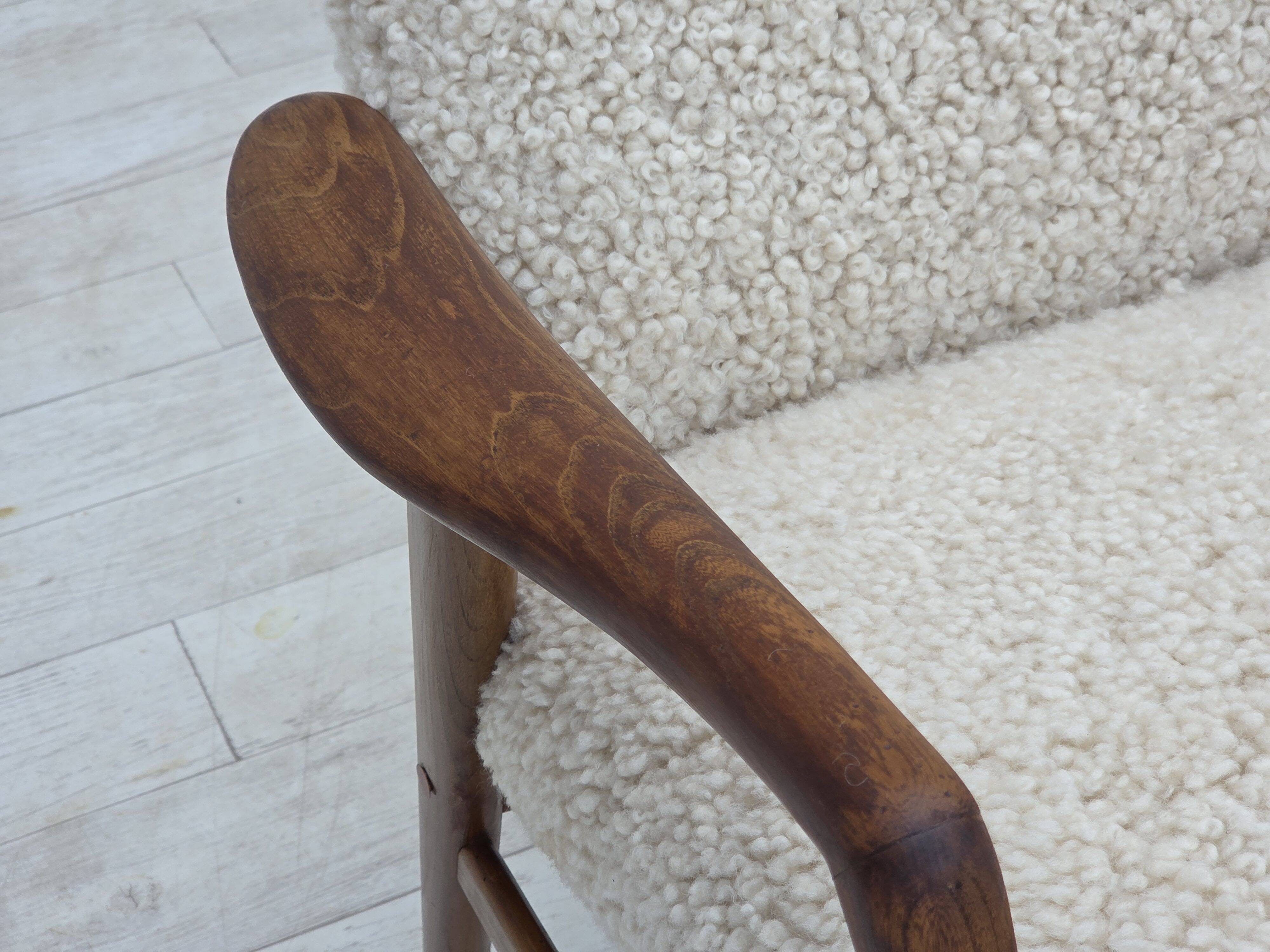 1960s, Danish design by Alf Svensson, genuine sheepskin, reupholstered.