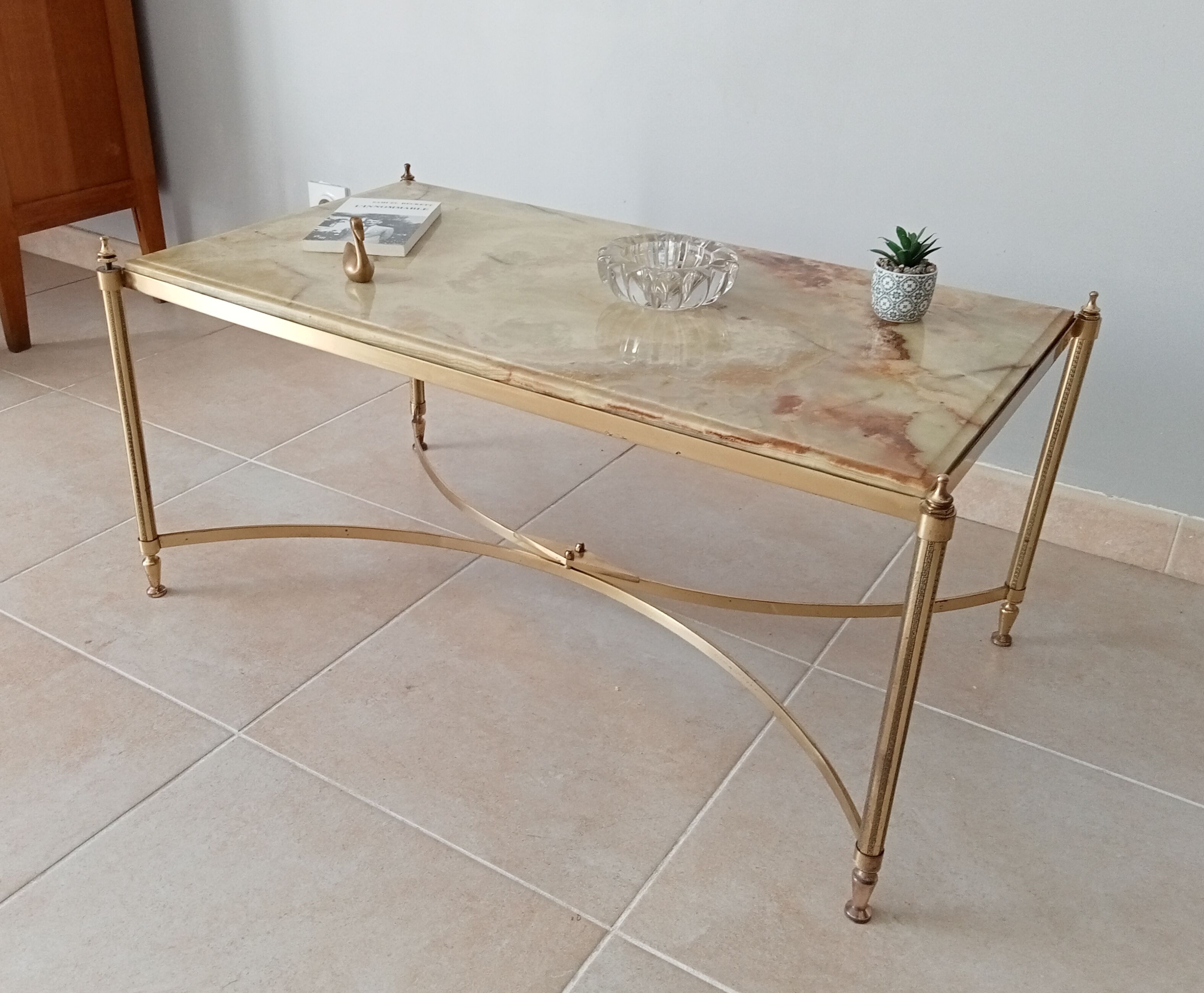 Neoclassical marble and brass coffee table 50s/60s