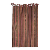 Tapis kilim vintage turc rayé orange marron 135x204
