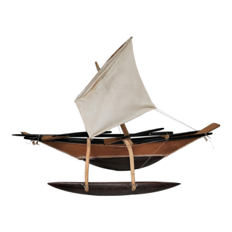 Wooden outrigger canoe in the 90s