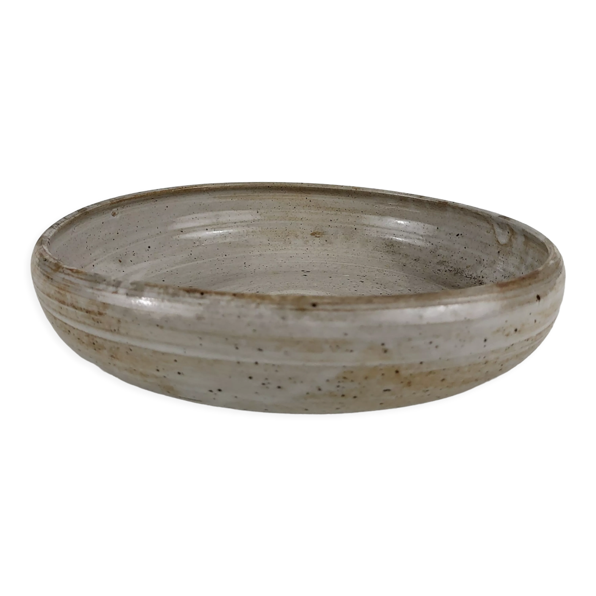 Hollow stoneware dish signed Pierre lion Puisaye