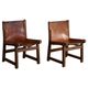 Paco Muñoz, Pair of lounge hunting armchairs, model "Riaza", leather and walnut, 1960