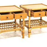 Set of 2 rattan bedside tables, DUX, Sweden, 1960