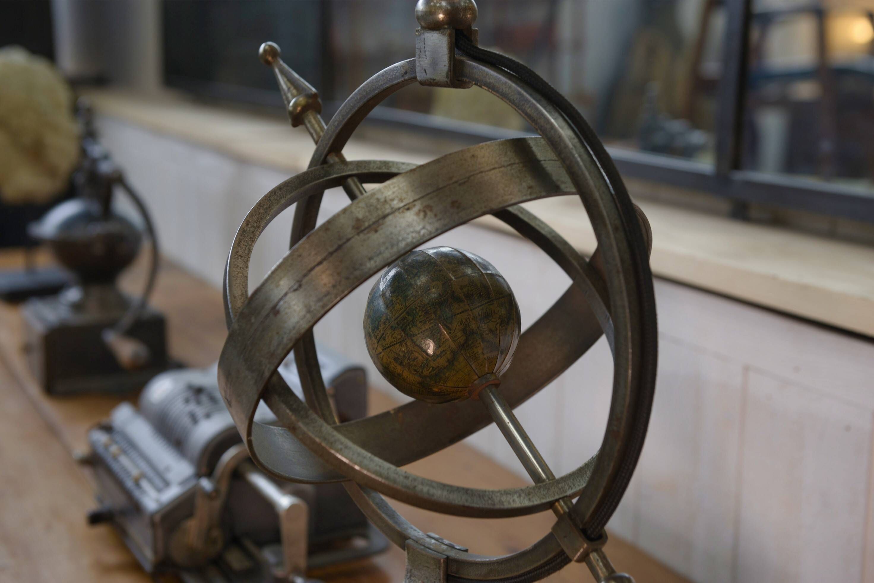 Neo-classical astrolabe lamp by Jean-Pierre Ryckaert 1960s