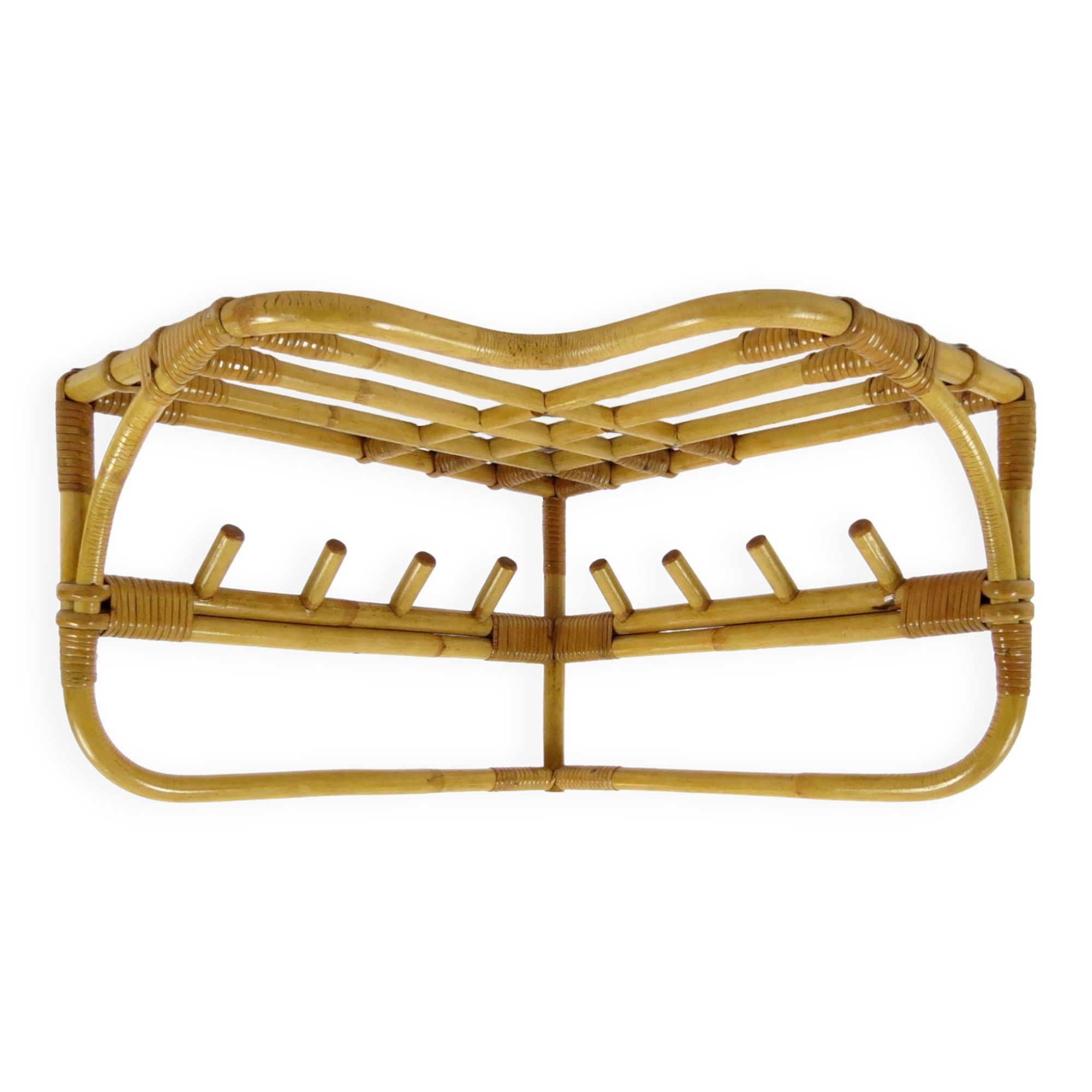 Bamboo and rattan coat rack, 1960s