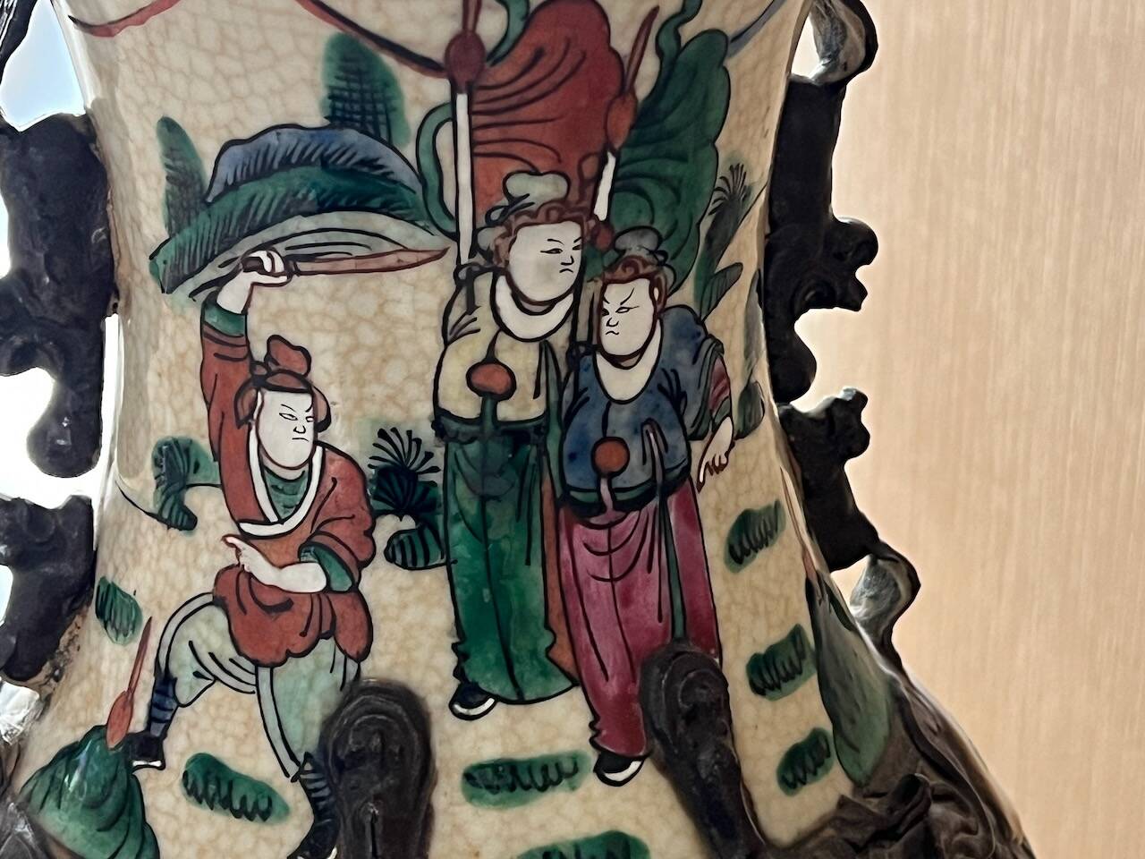 Grande Lampe Vase Chinois "Nankin" – Grès Craquelé