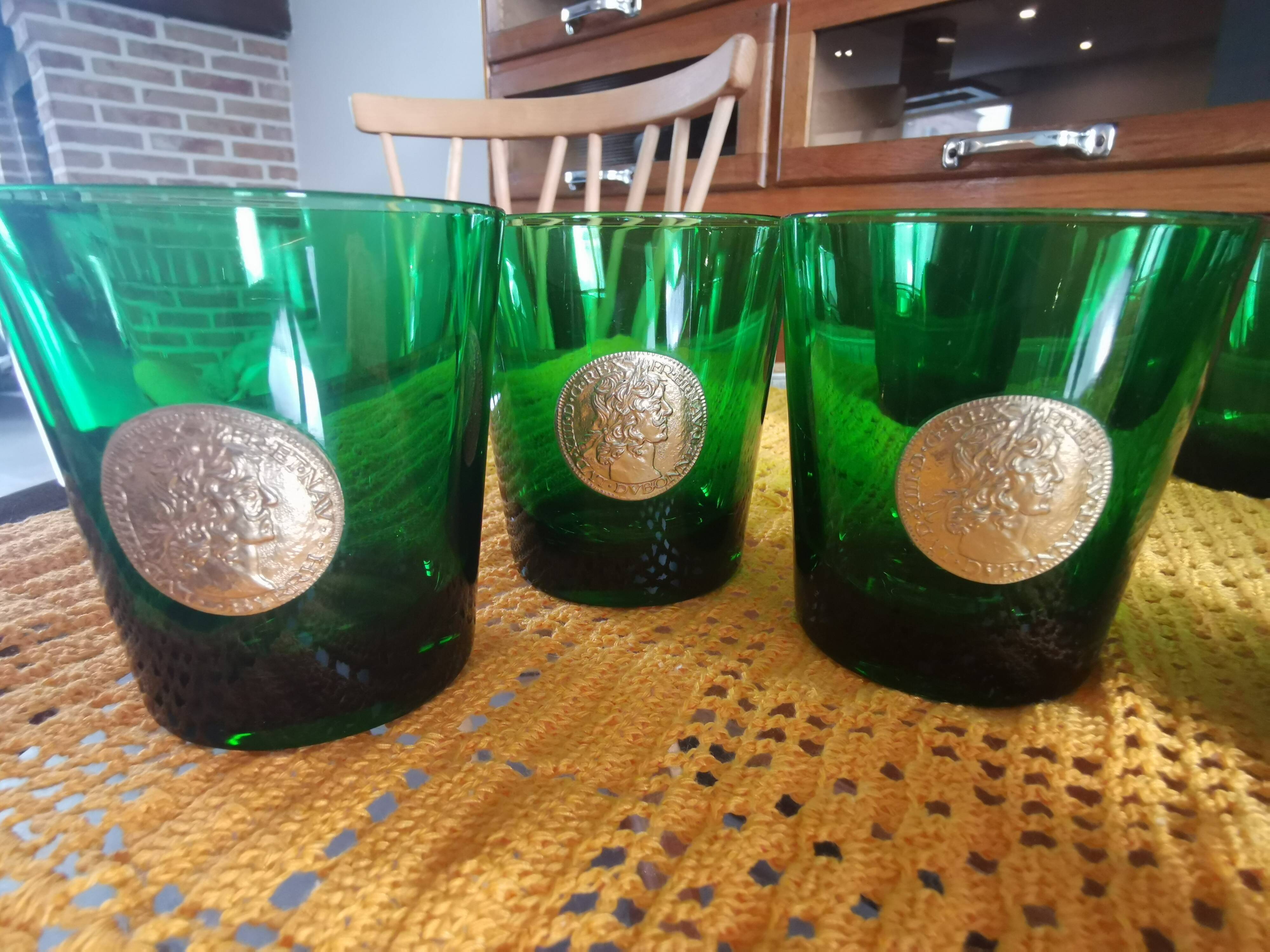 10 Water glasses DUBONNET piece louis gold vintage art deco design PN France