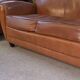 Camel 1980s 2-seater sofa and 2 club armchairs set in faux leather