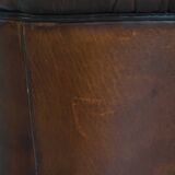 Cognac-Colored Sheepskin Leather Club Chair