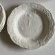 Set of 5 English earthenware plates by Burleigh Davenport with raised leaf design.