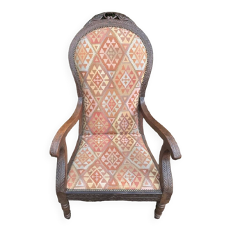 Colonial armchair in carved wood 19th century