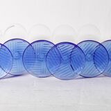 Set of 6 Vintage Blue-Footed Glasses /Rare Tall Tumblers / Zwiesel Glas / G