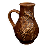 Belgian ceramic pitcher Barbotine glazed wine grape RF Belgium Old vintage terminal