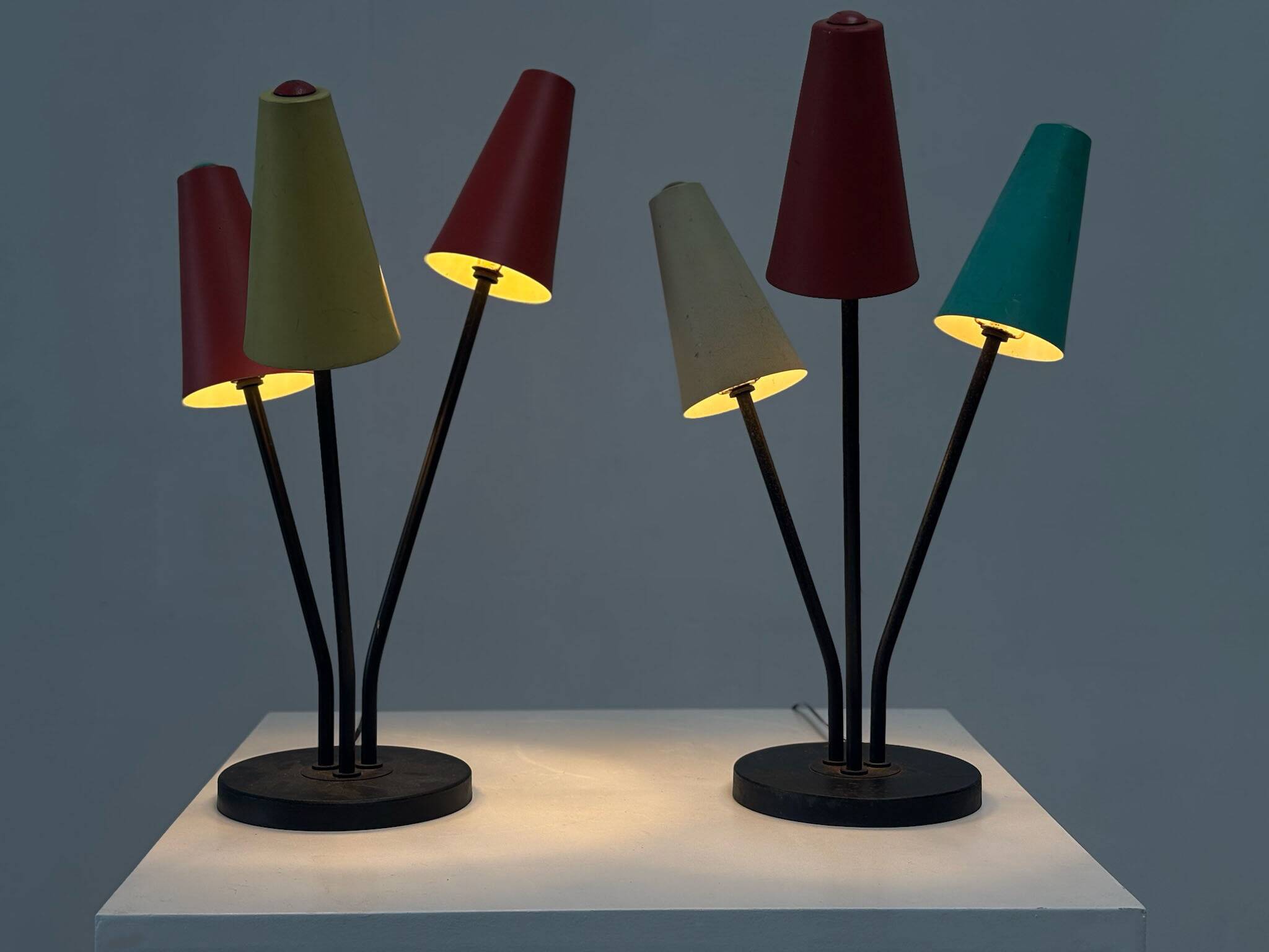Set of two colorful table lamps