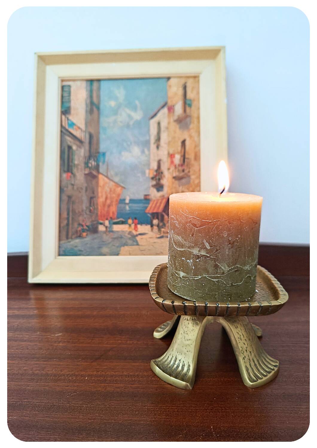 Bougeoir brutaliste en laiton