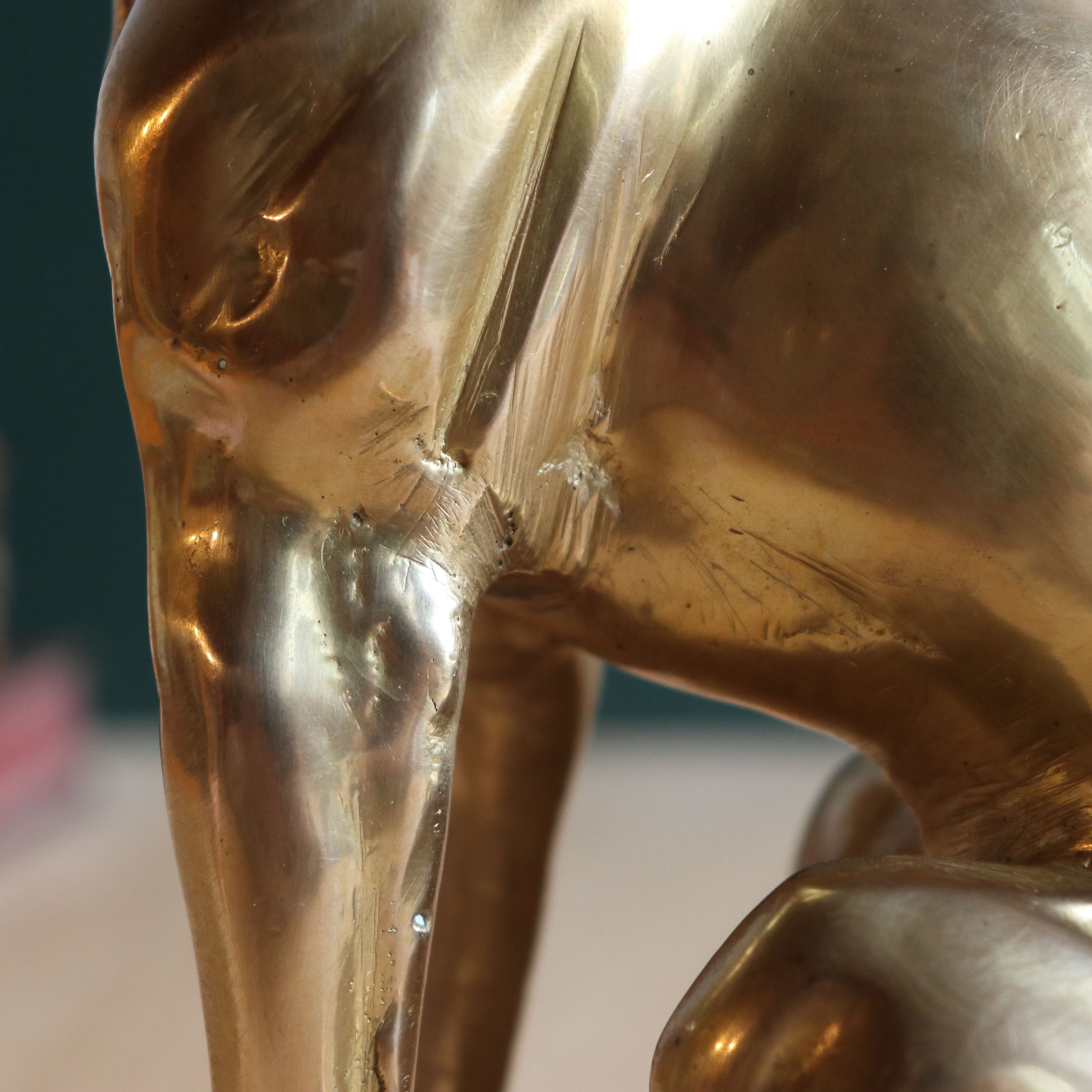 Vintage brass greyhound sitting dog from the 70s, height 25 cm