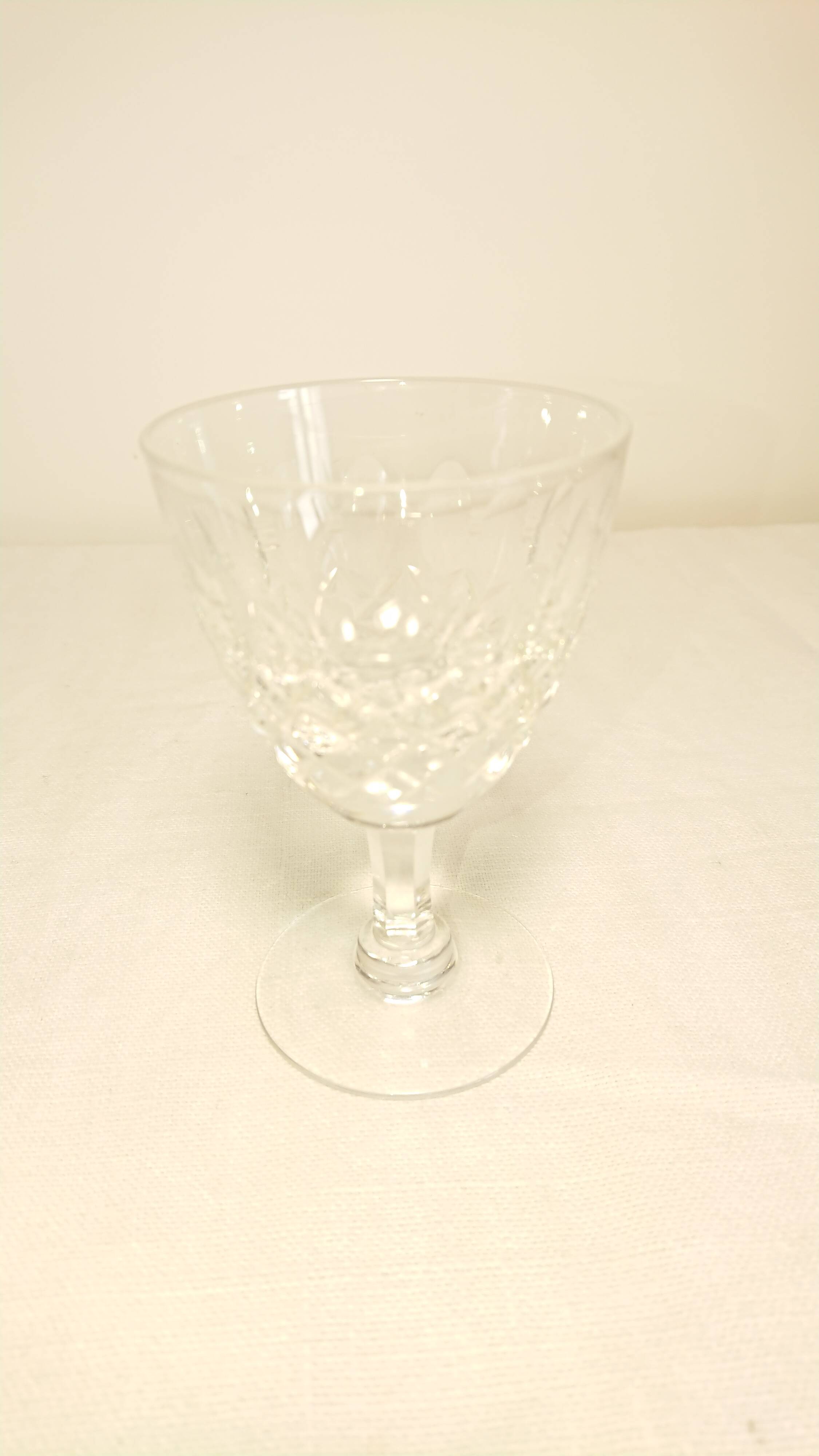 Three facet-cut glasses from the Lorraine crystalware.