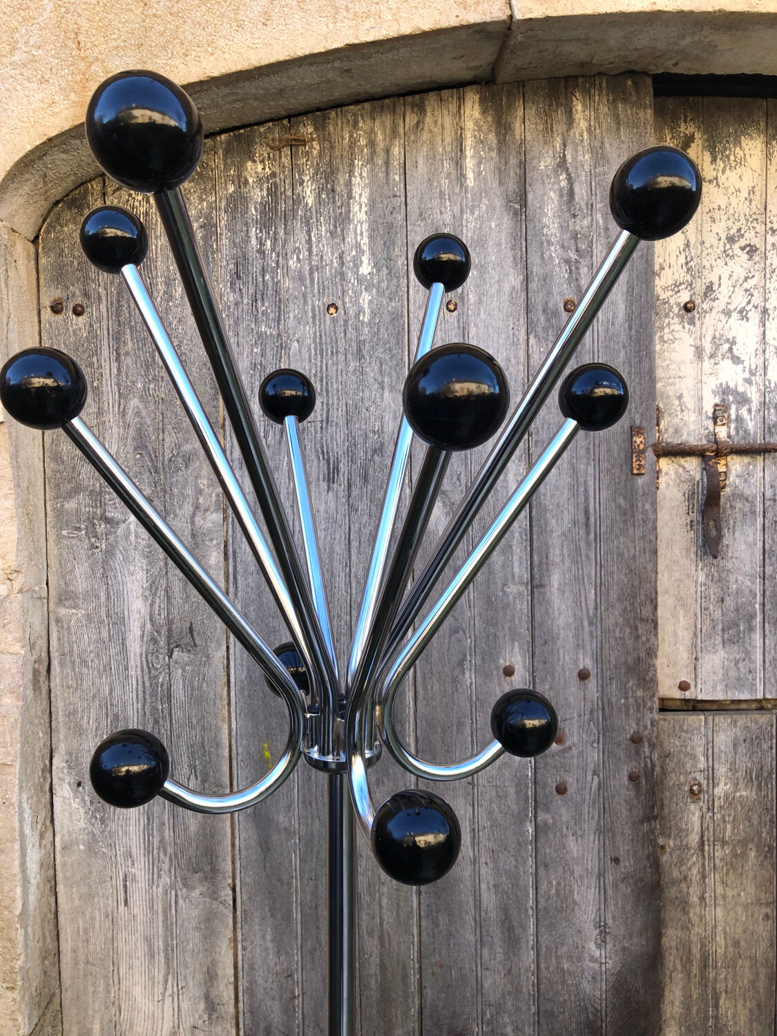 Chromed metal coat rack