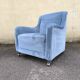 Cocktail armchair in sky blue velvet 1960s