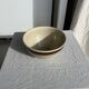 Large speckled beige salad bowl with ochre trim H14 D25