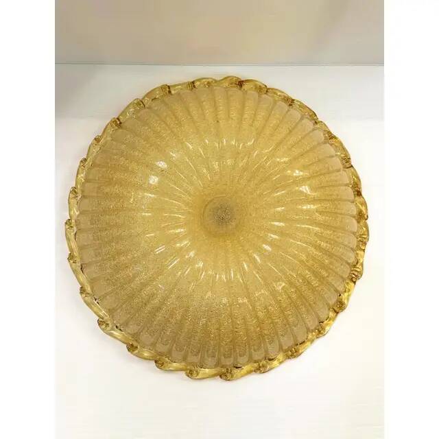 Venetian Amber Graniglia Budino Murano Glass Flush Mount by Simoeng