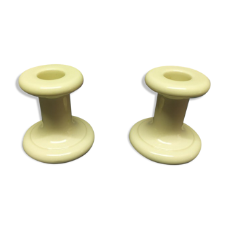 White porcelain candlesticks ecru Lot de 2
