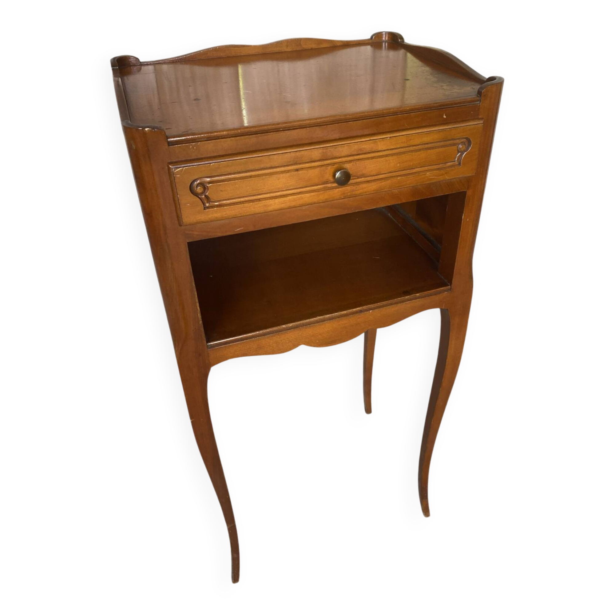 Antique nightstand louis xv style cherry wood drawer + vintage case