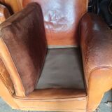 Pair of club chairs with mustaches in havana leather in their juices circa 1930