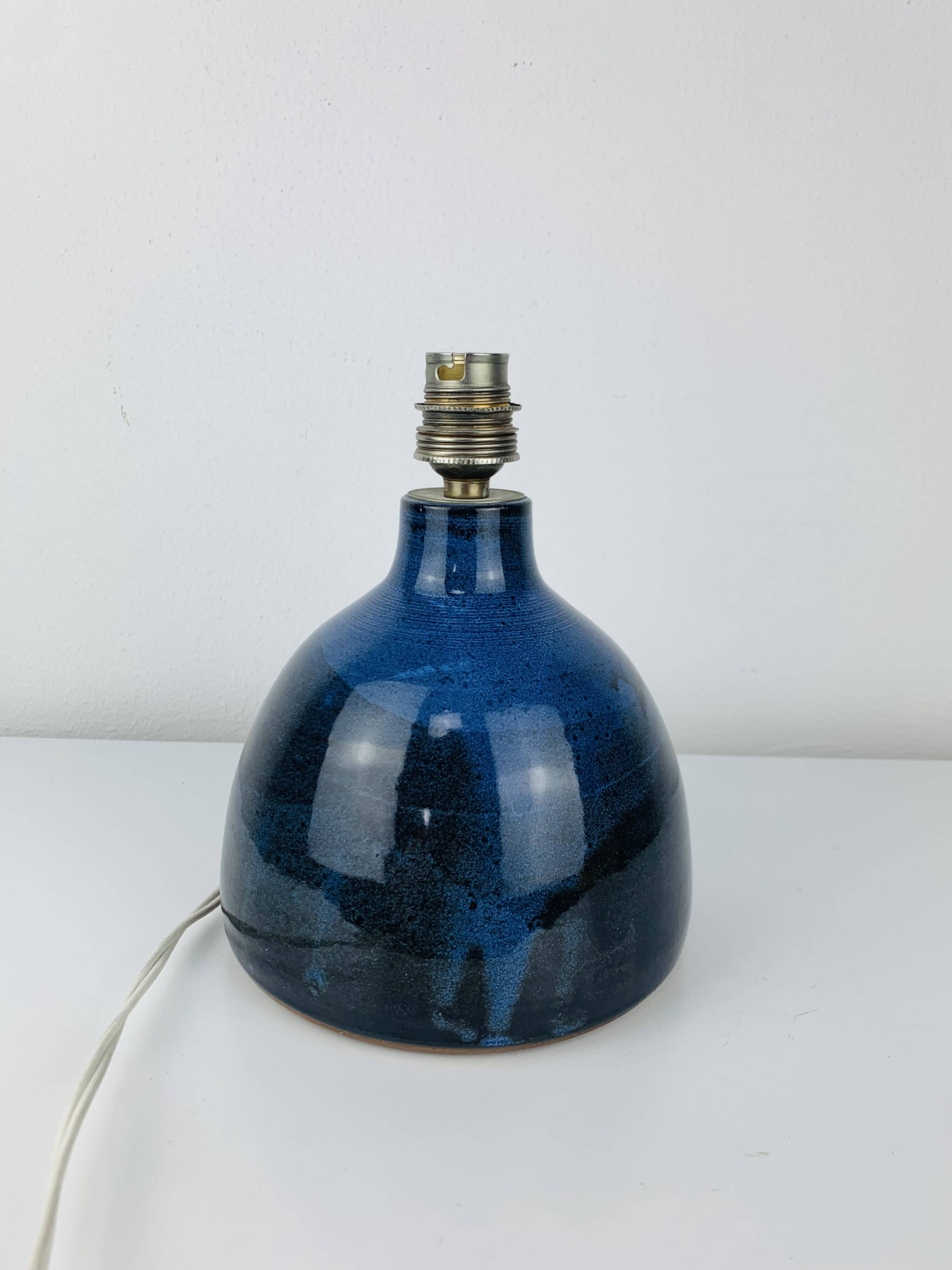 Vintage blue ceramic lamp, 1960s