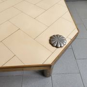 Important vintage italian coffee table 1960 in formica, brass & gold steel