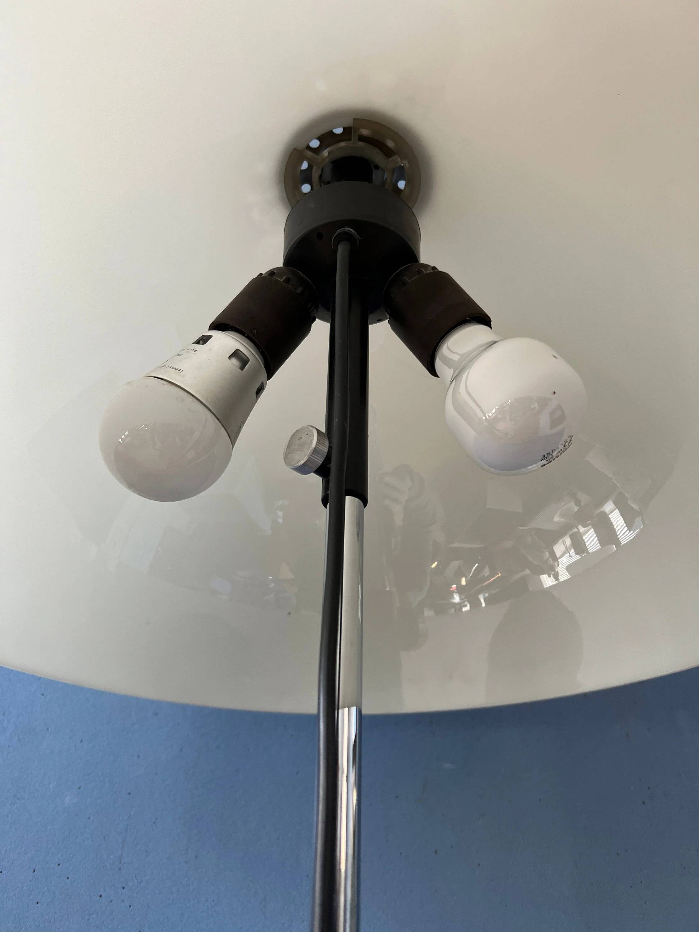 Vintage Dijkstra mushroom floor lamp with white acrylic glass shade.