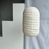 suspension in rattan and Japanese natural linen in the shape of a lantern H50 D30