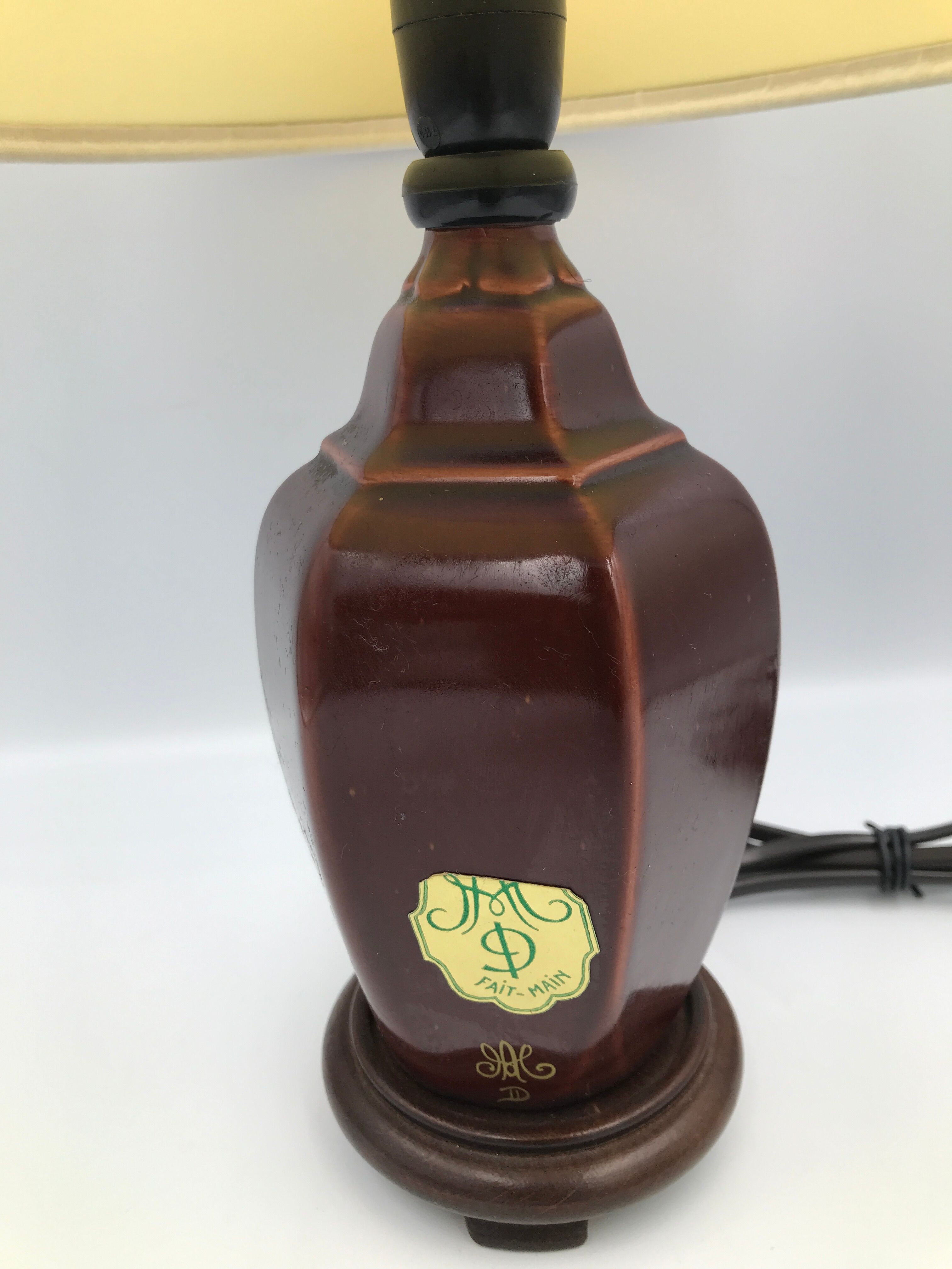 Old ceramic and wood bedside lamp