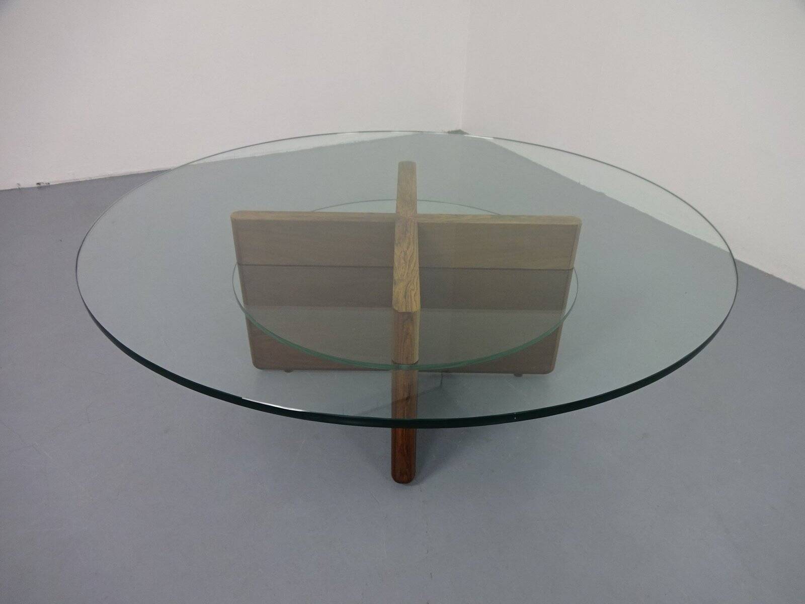 Italian rosewood and glass coffee table, 1960s