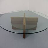 Italian rosewood and glass coffee table, 1960s