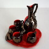 Service à liqueur bicolore Vallauris grès flammé vintage