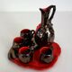 Vallauris two-tone liqueur service vintage flamed stoneware