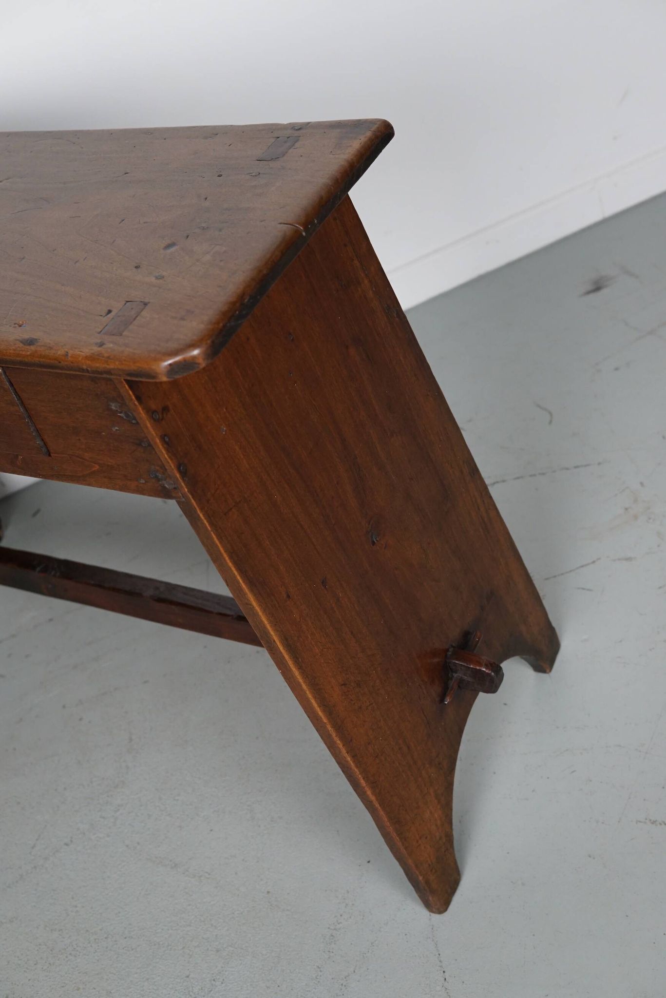 Antique rustic farmhouse fruitwood side table, France, 19th century