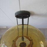 Scandinavian outdoor wall light in copper and amber glass