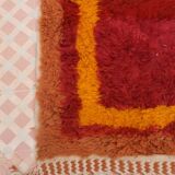 Minimalist burgundy cherry red shaggy berber rug