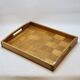 Vintage scandinavian serving tray in marquetry wood