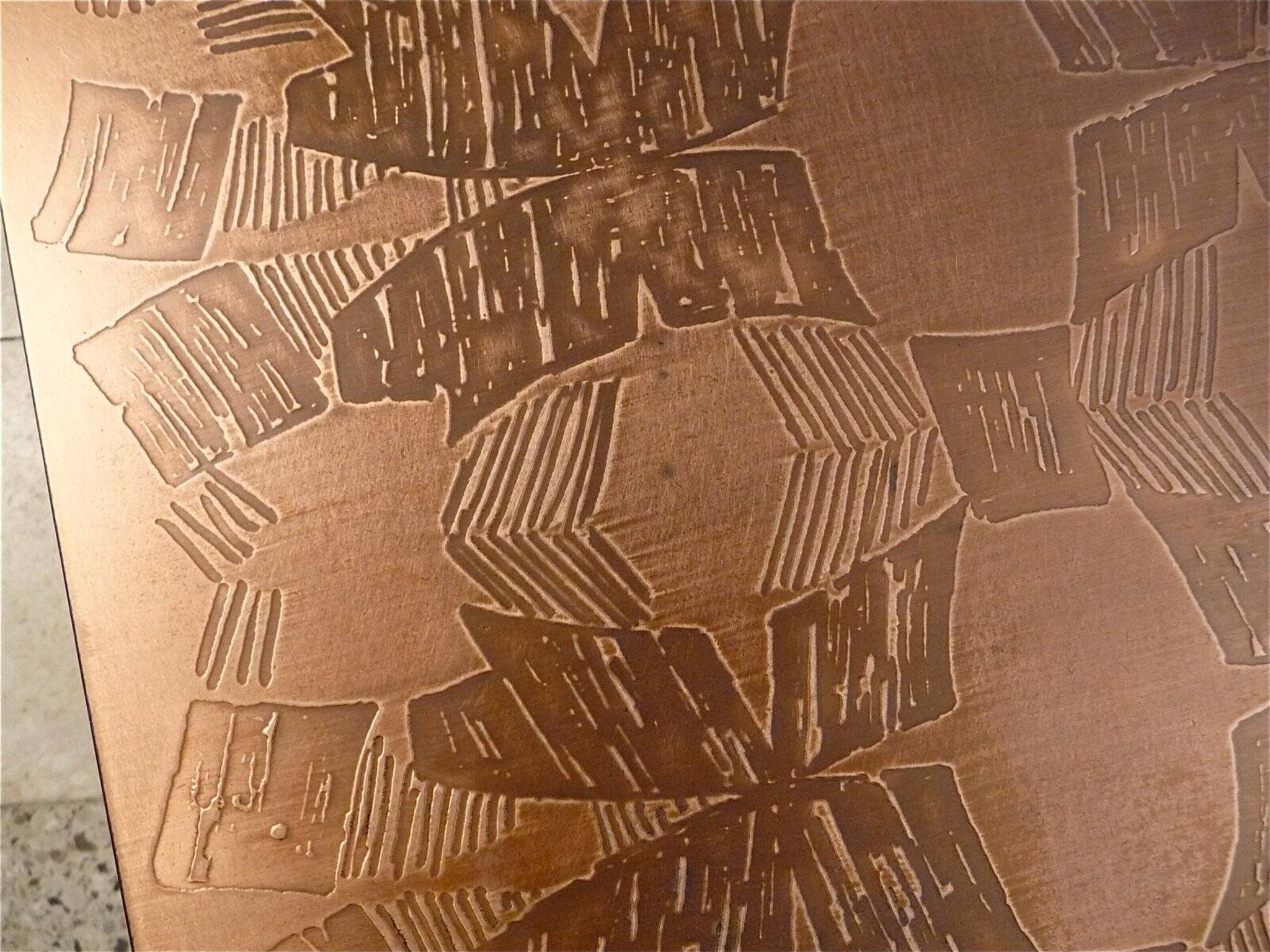 Copper side table with abstract relief from Opal Möbel, West-Germany 1960s
