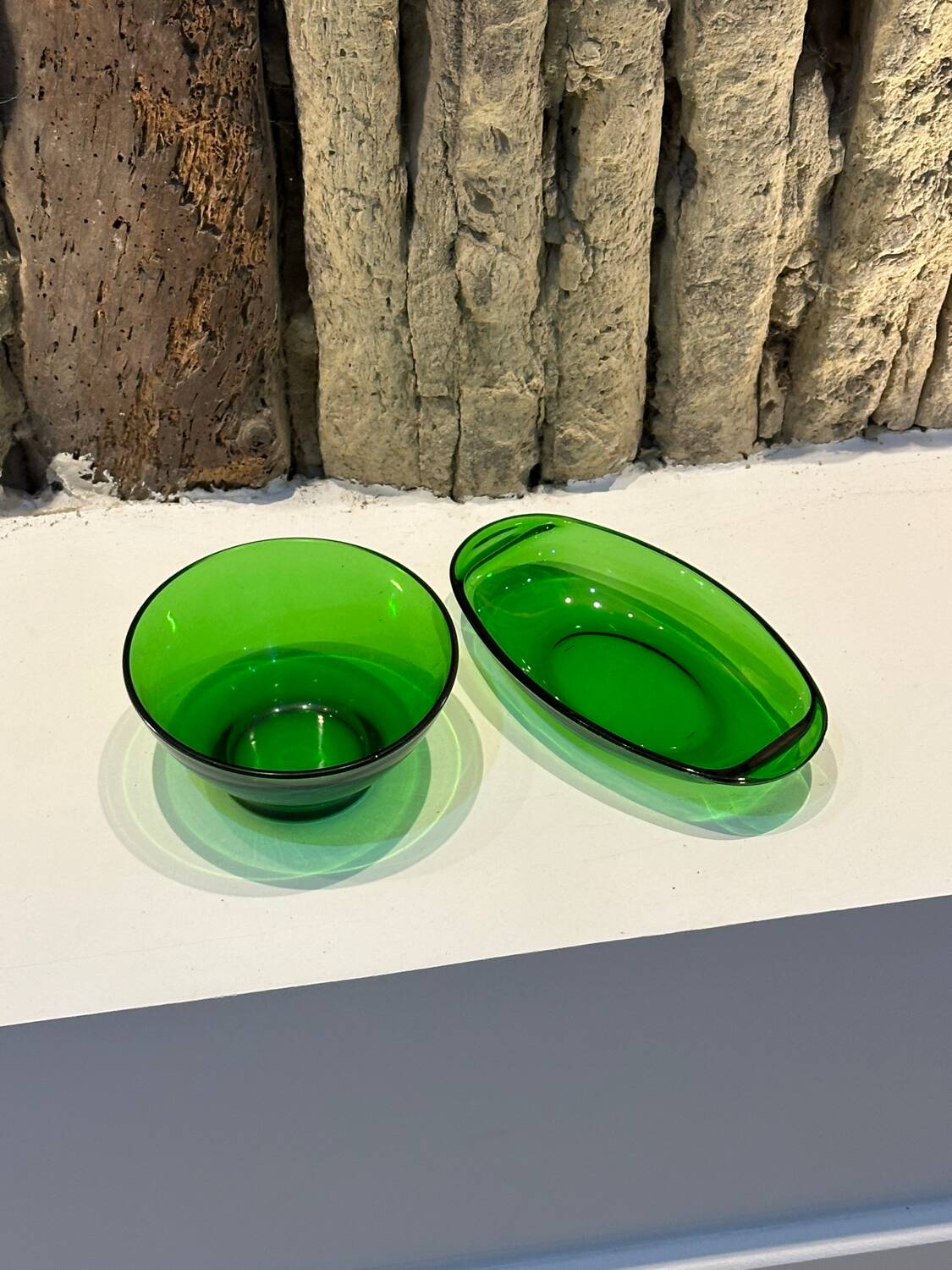 Green Glass Bowl and Ramekin Set