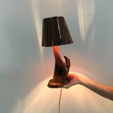 Vintage lamp in olive wood, 70s