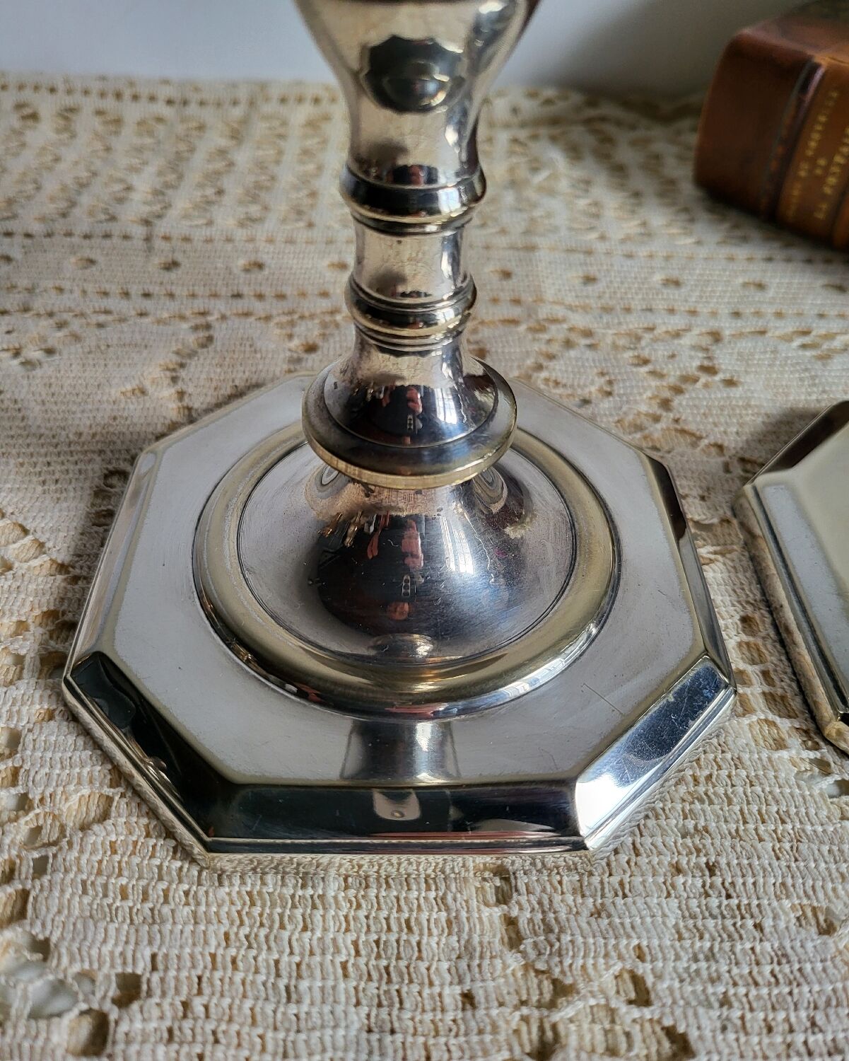 Pair of silver-plated candlesticks