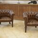Pair of upholstered leather Club armchairs