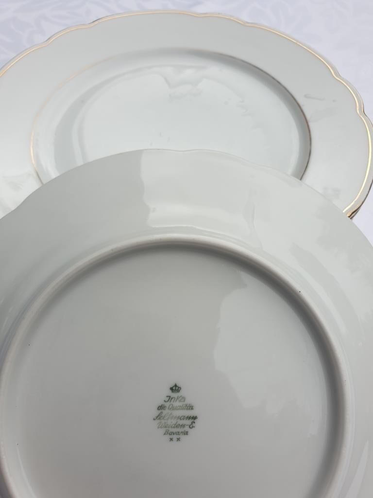 Set 7 plates porcelain gold fillets Seltmann Bavaria