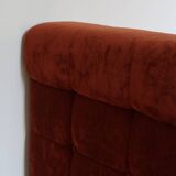 Rusty velvet low chair without arms